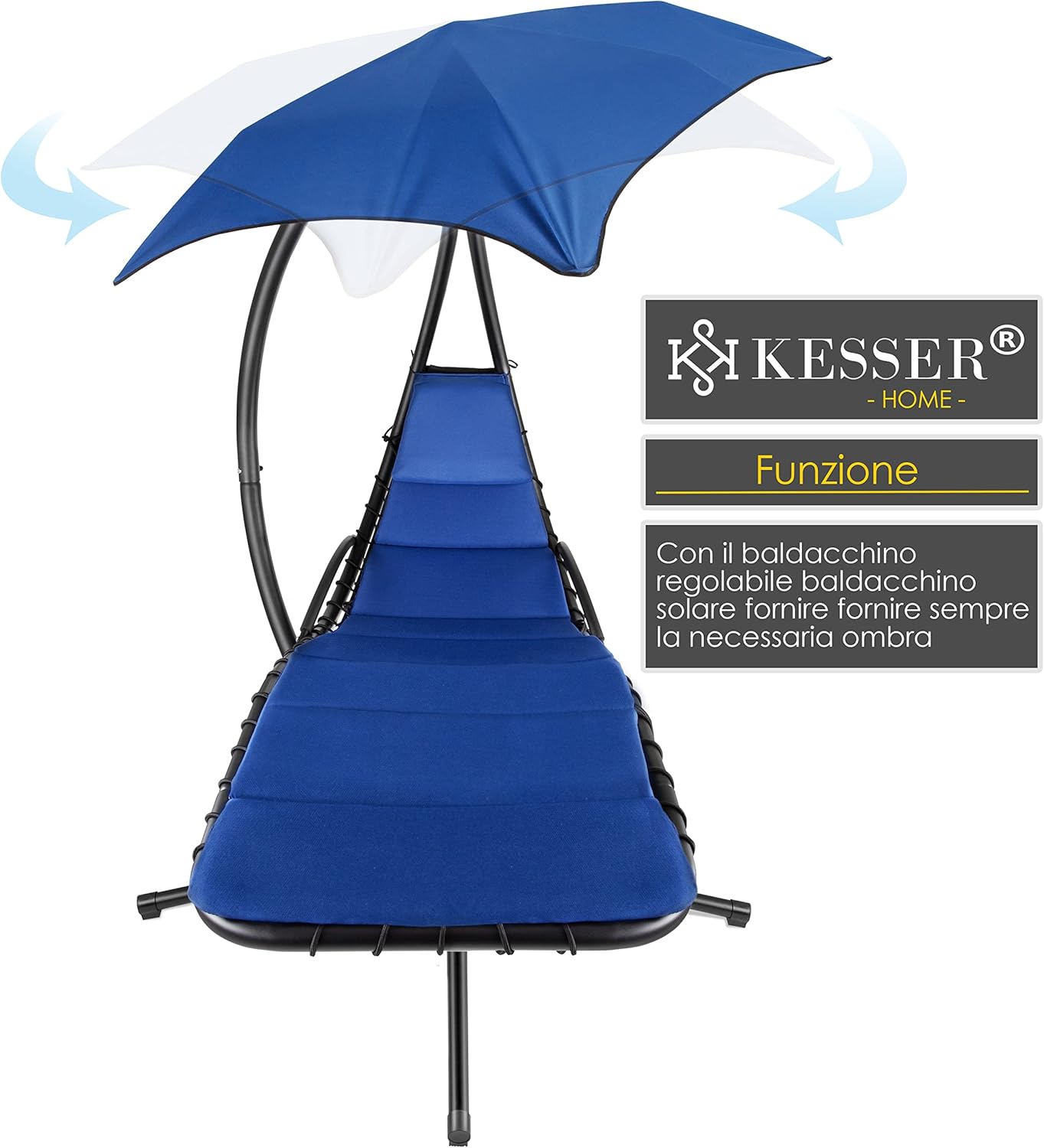 Bain de Soleil Transat Suspendu avec Pare-Soleil et Matelas