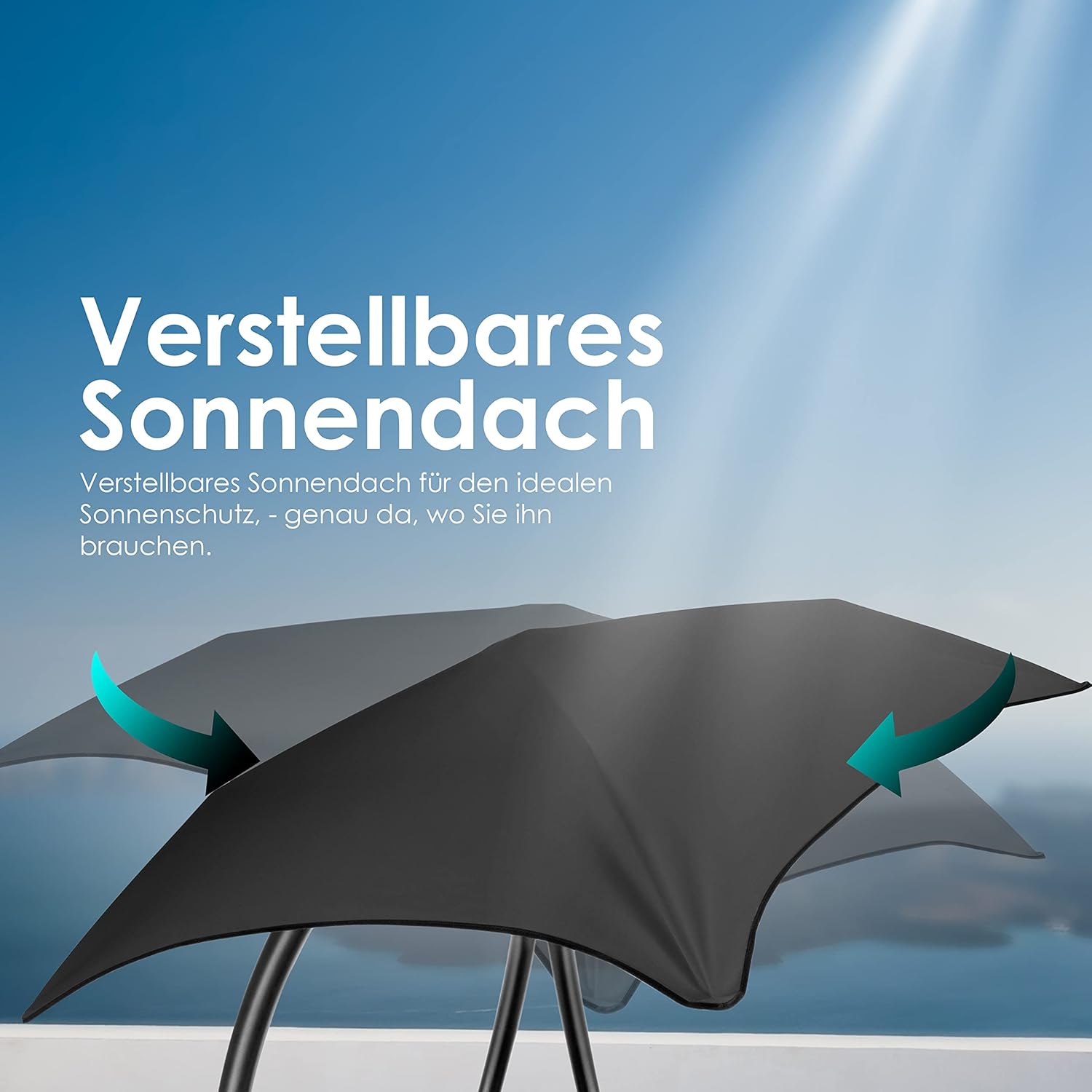Bain de Soleil Transat Suspendu avec Pare-Soleil et Matelas