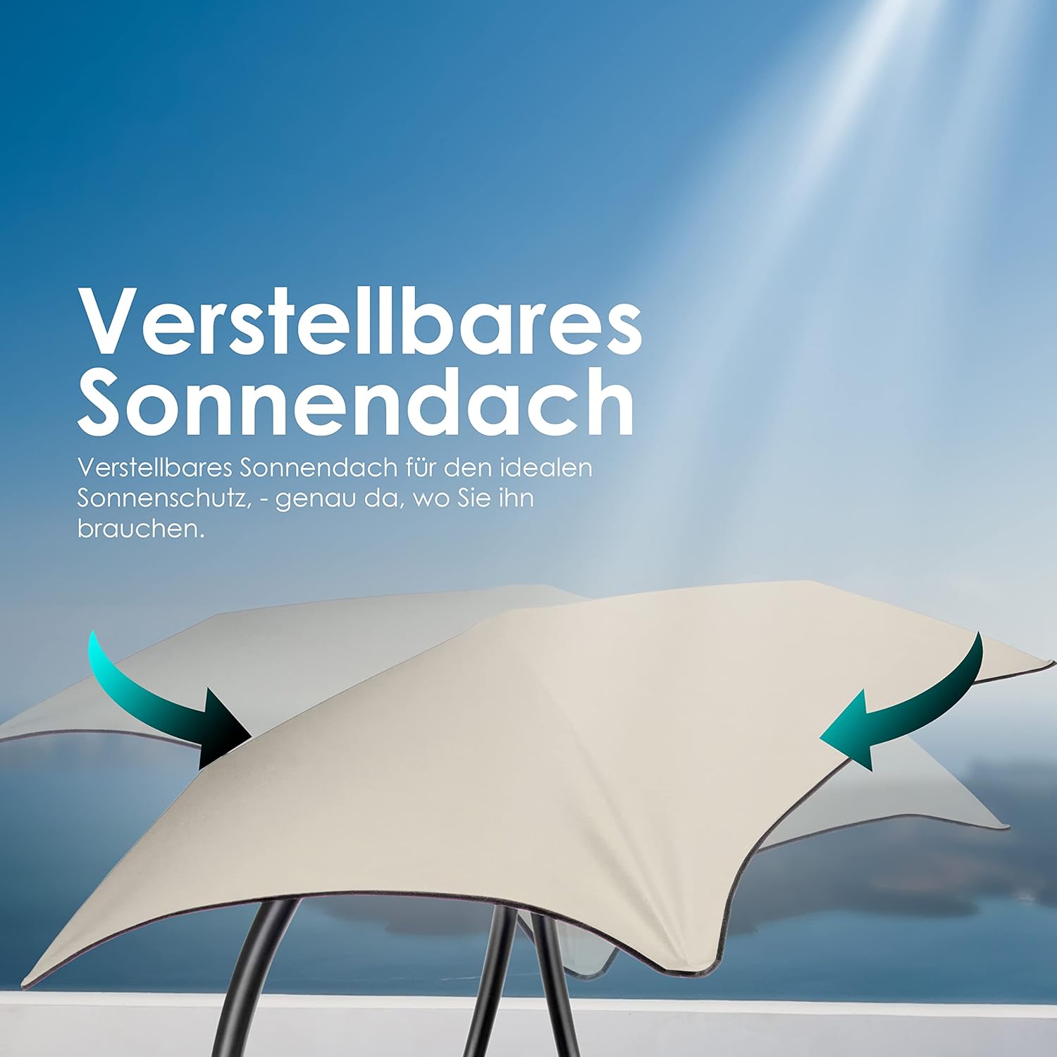 Bain de Soleil Transat Suspendu avec Pare-Soleil et Matelas