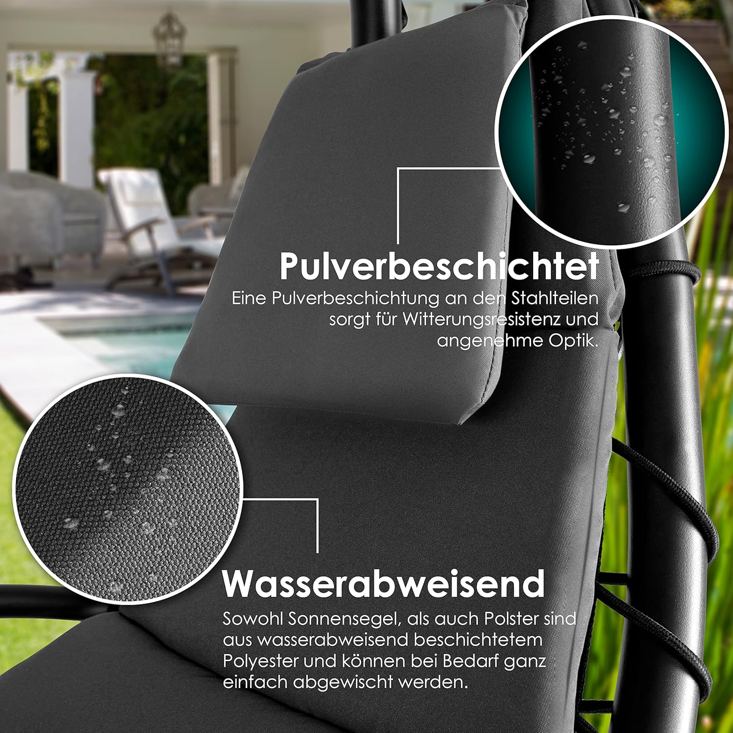 Bain de Soleil Transat Suspendu avec Pare-Soleil et Matelas